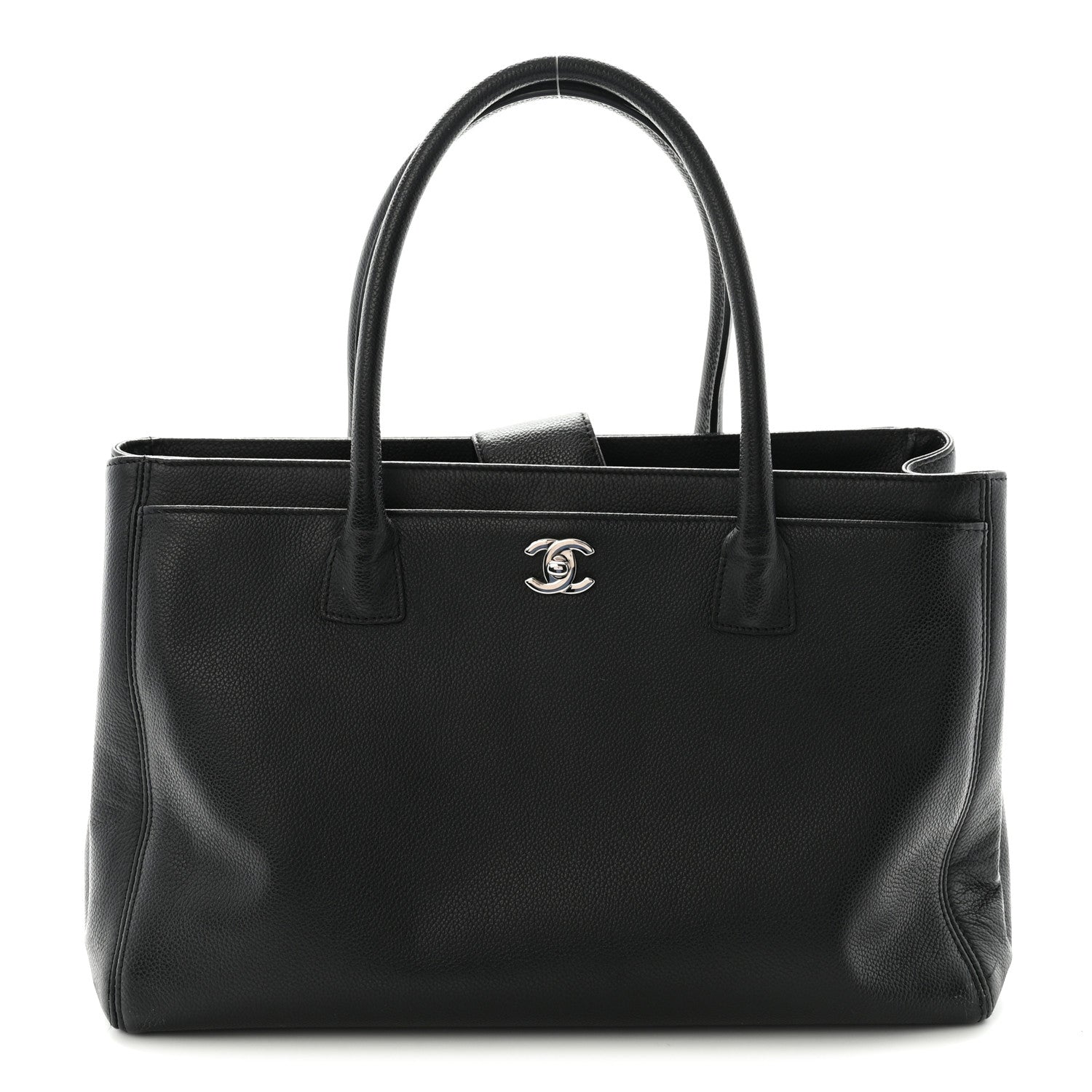 Calfskin Cerf Executive Shopper Tote Black