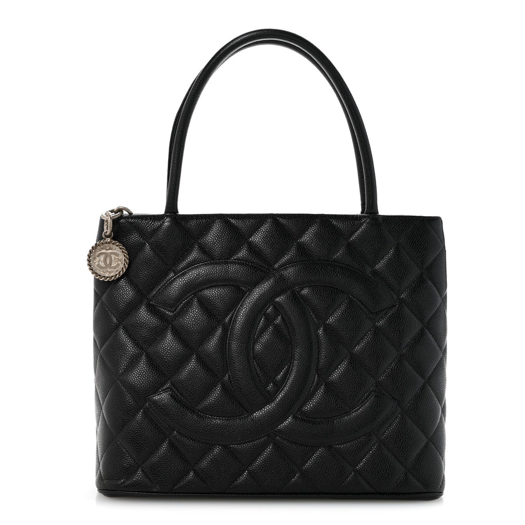 Caviar Quilted Medallion Tote Black