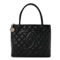 Caviar Quilted Medallion Tote Black