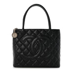 Caviar Quilted Medallion Tote Black