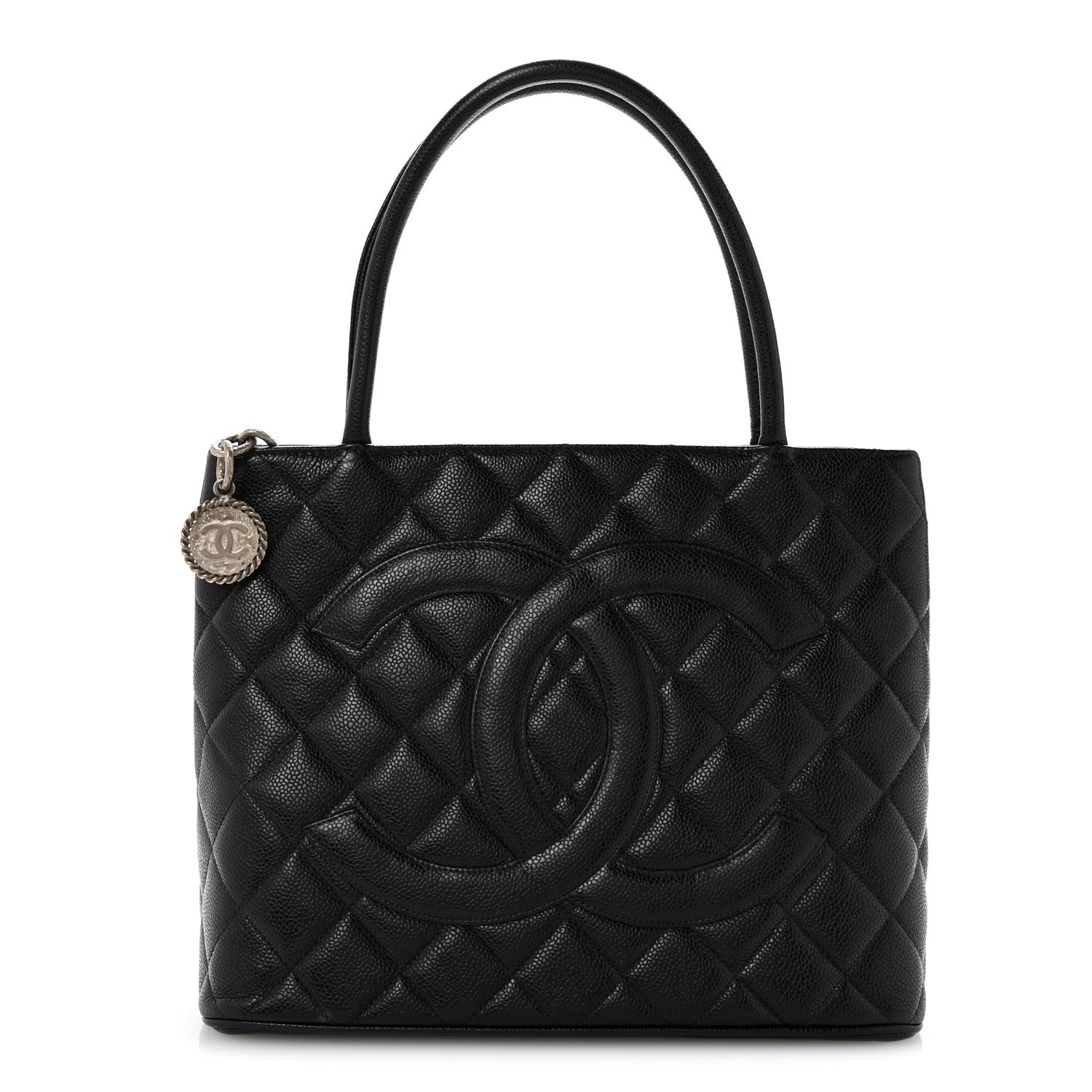 Caviar Quilted Medallion Tote Black