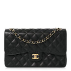Caviar Quilted Jumbo Double Flap Black