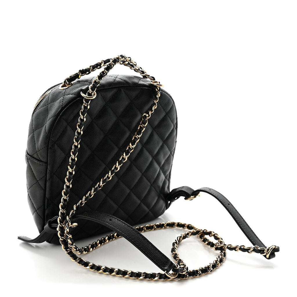 Caviar Quilted Small CC Day Backpack Black