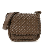 Nappa Intreccio Mini Cobble Shoulder Bag Taupe Grey