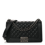 Caviar Quilted Medium Boy Flap Black