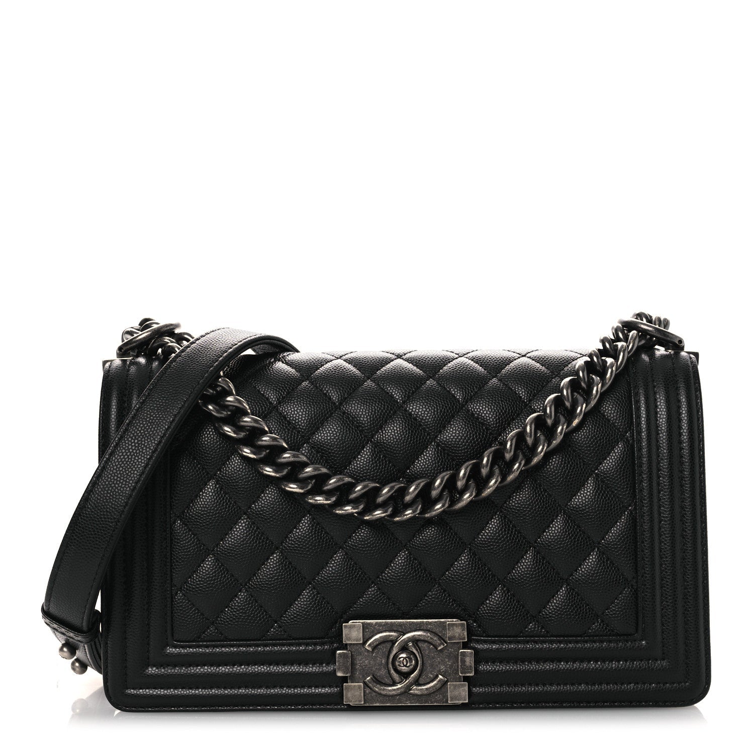 Caviar Quilted Medium Boy Flap Black