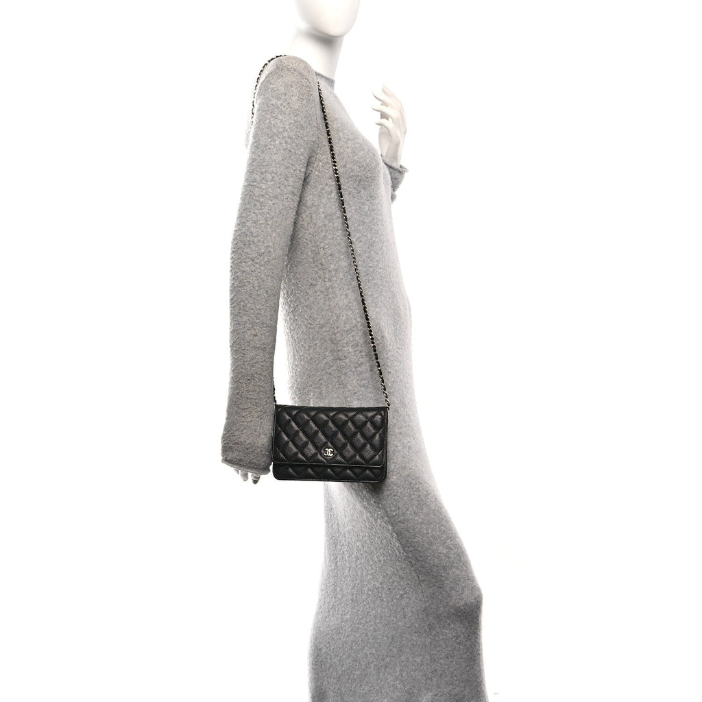 Caviar Quilted Wallet On Chain WOC Black