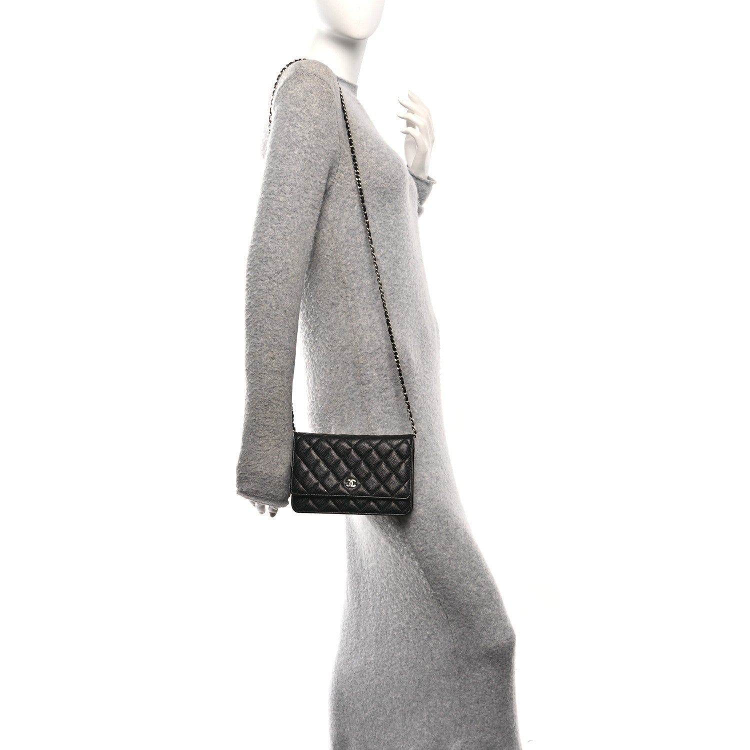 Caviar Quilted Wallet On Chain WOC Black