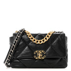 Goatskin Quilted Medium Chanel 19 Flap Black