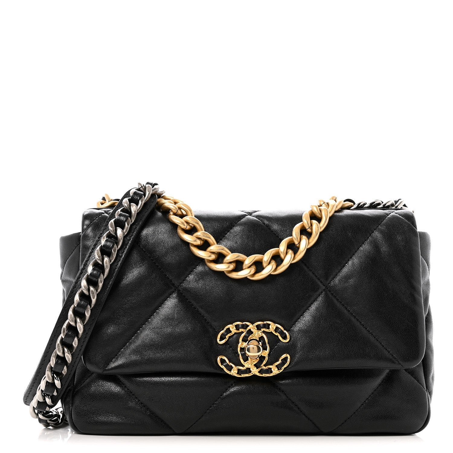 Goatskin Quilted Medium Chanel 19 Flap Black