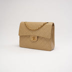 Chanel Vintage Medium Beige Classic Double Flap Bag 1991