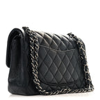 Iridescent Caviar Quilted Small Double Flap Black