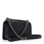 Lambskin Chevron Quilted Medium Boy Flap Black