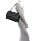 Calfskin Quilted Small XXL Travel Flap Bag Black