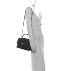 Caviar Lizard Embossed Quilted Small Coco Handle Flap Black