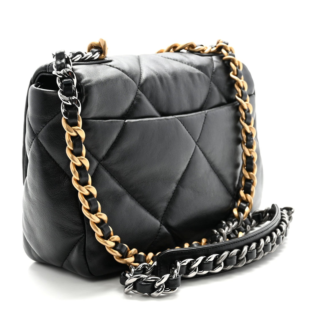 Lambskin Quilted Medium Chanel 19 Flap Black