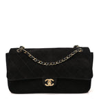 Suede Calfskin Small Souplissimo Maxi Flap Black