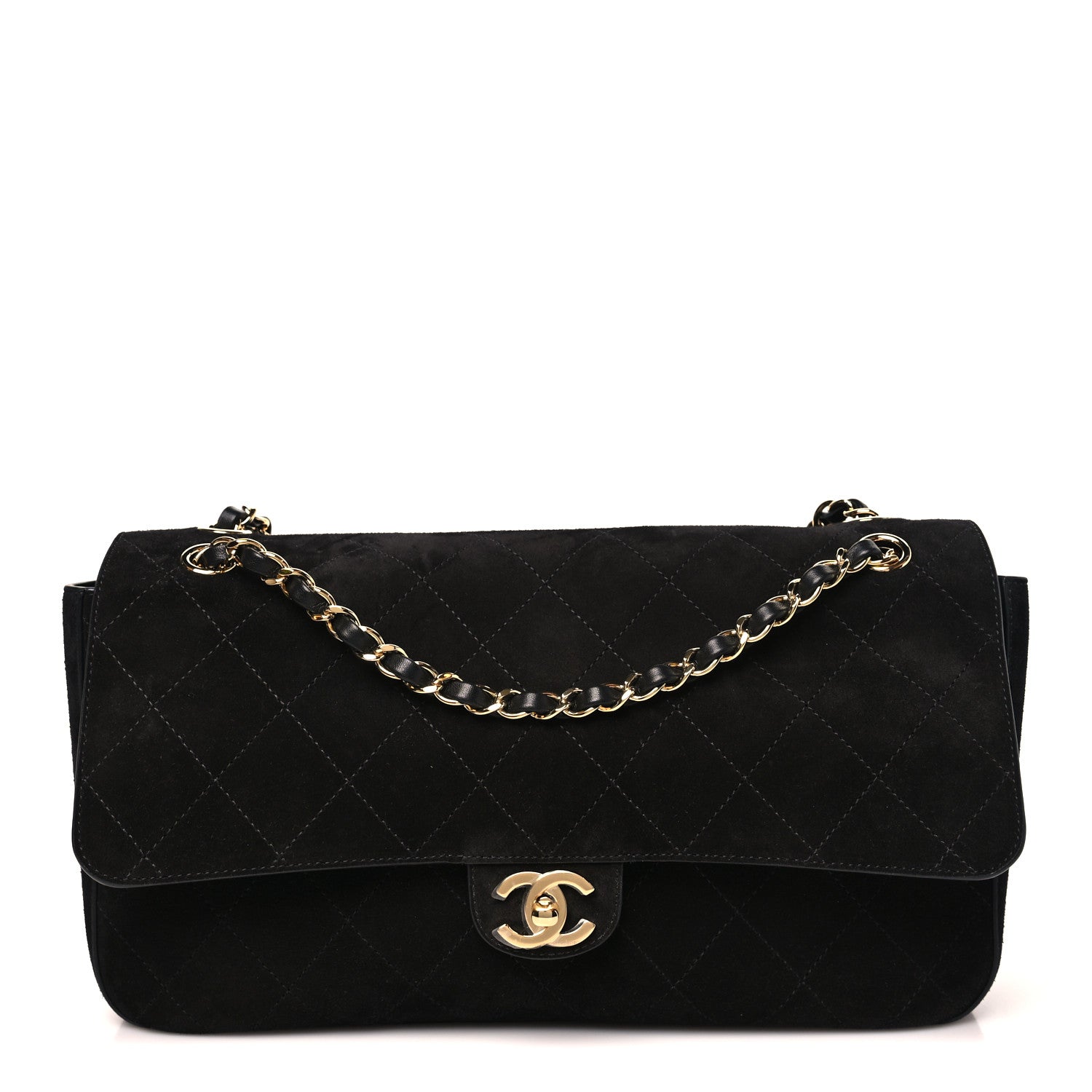 Suede Calfskin Small Souplissimo Maxi Flap Black