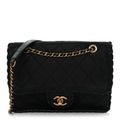Iridescent Calfskin Small Happy Stitch Flap Black