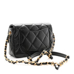 Lambskin Plexiglass Quilted Coco Love Flap Black