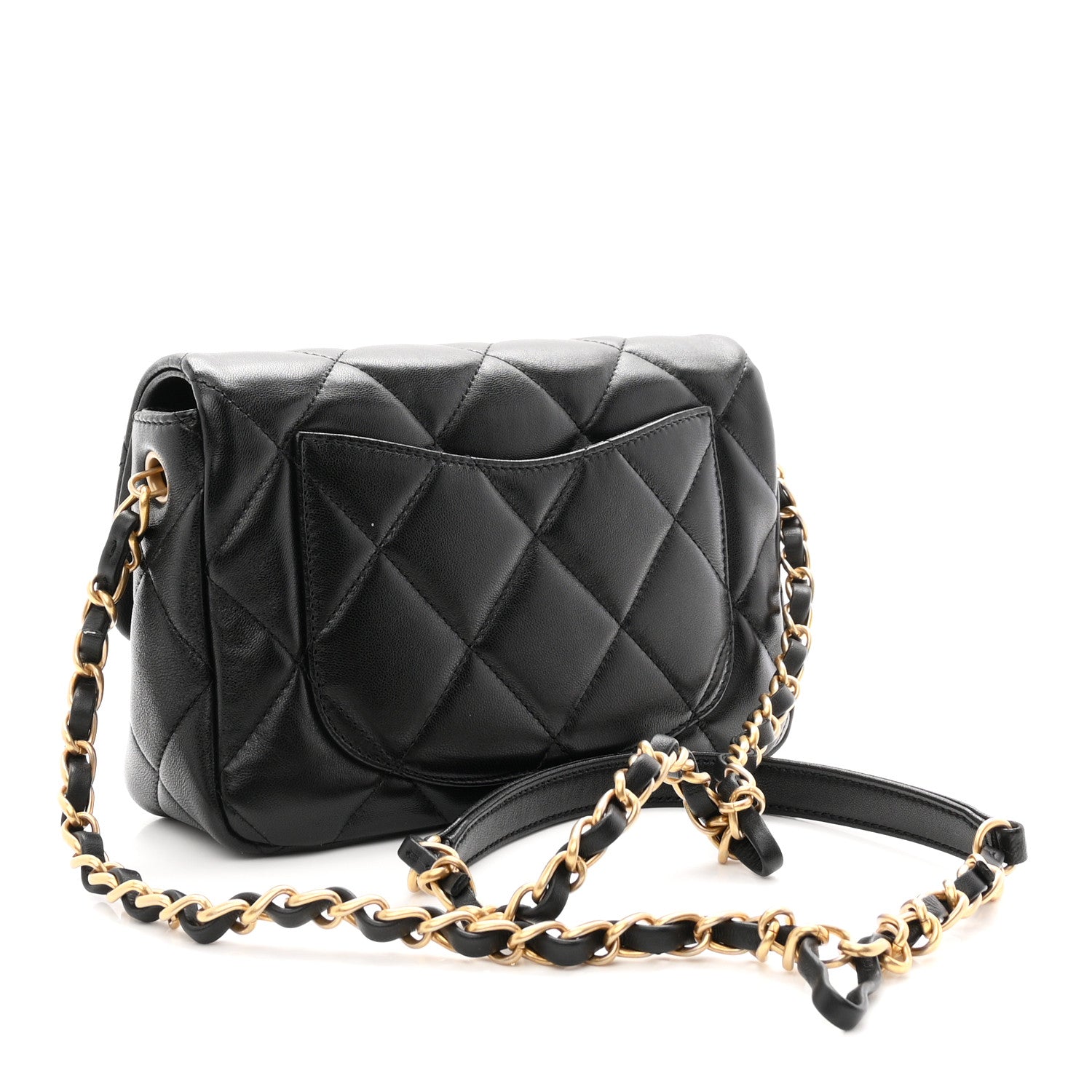 Lambskin Plexiglass Quilted Coco Love Flap Black
