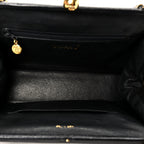 Caviar Quilted Kisslock Shoulder Bag Black