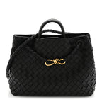 Nappa Intrecciato Medium Andiamo Shoulder Bag Black