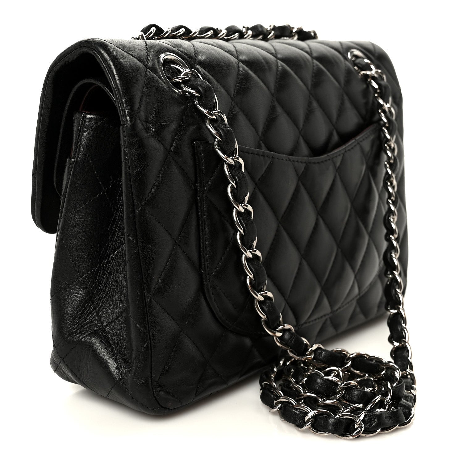 Lambskin Quilted Small Double Flap Black