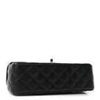 Lambskin Quilted Crystal Top Handle Small Rectangular Flap Black