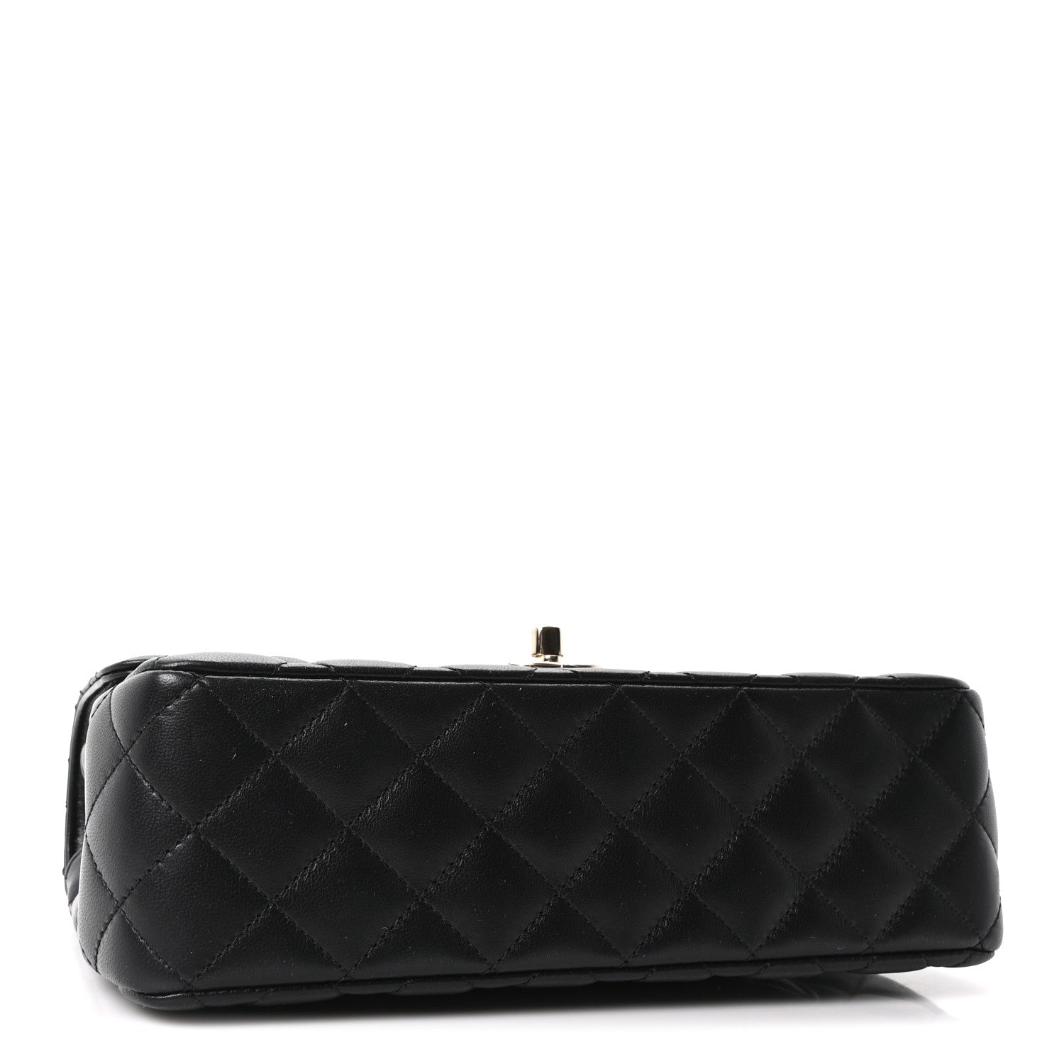 Lambskin Quilted Crystal Top Handle Small Rectangular Flap Black