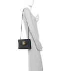 Lambskin Quilted Envelope Flap Black