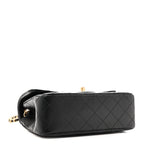Lambskin Quilted Mini Rectangular Pearl Crush Flap Black
