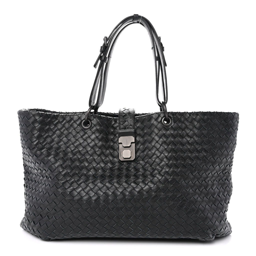 Nappa Intrecciato Medium Roma Tote Black