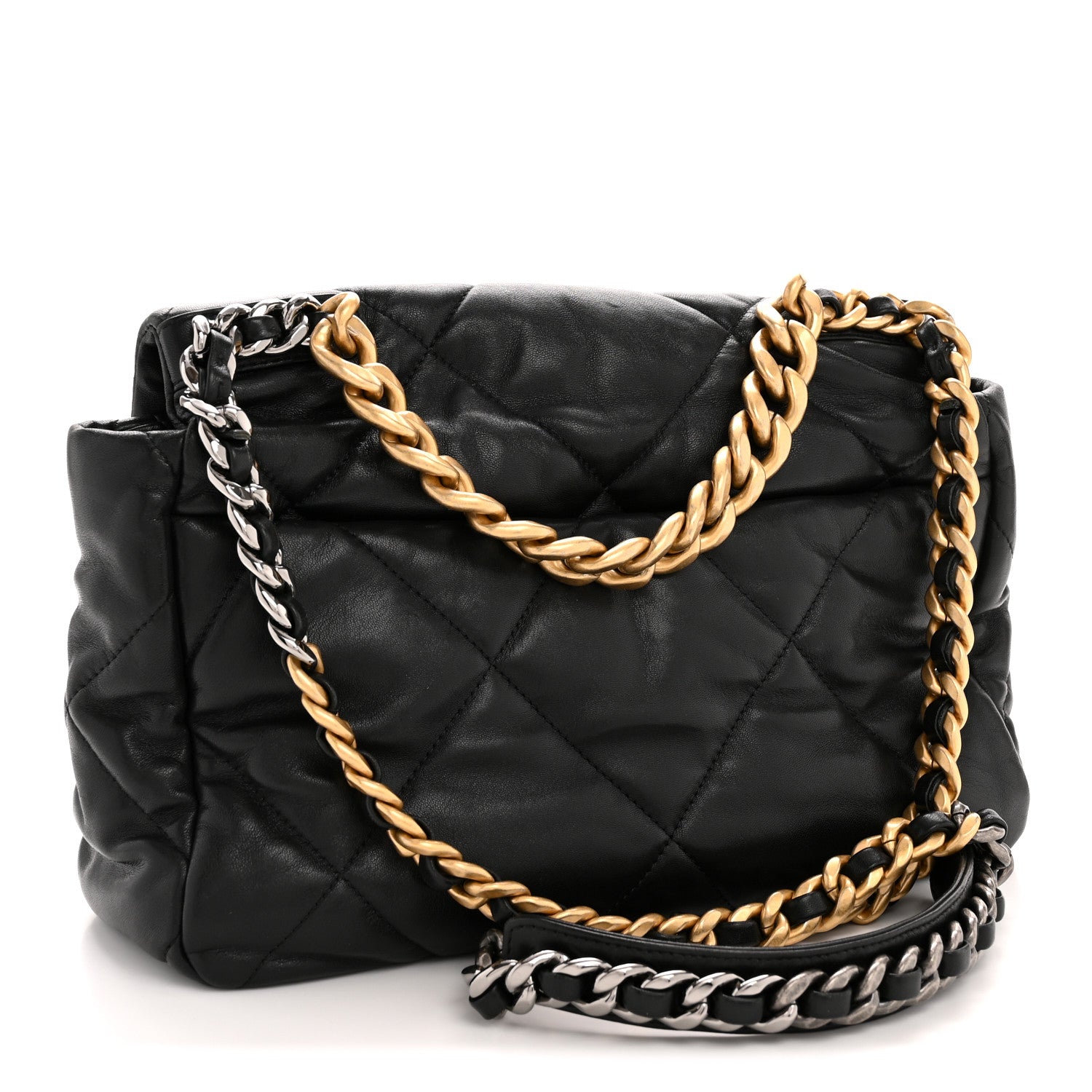 Lambskin Quilted Large Chanel 19 Flap Black