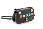 Fendi Black Micro Double Stud Baguette Cross-Body