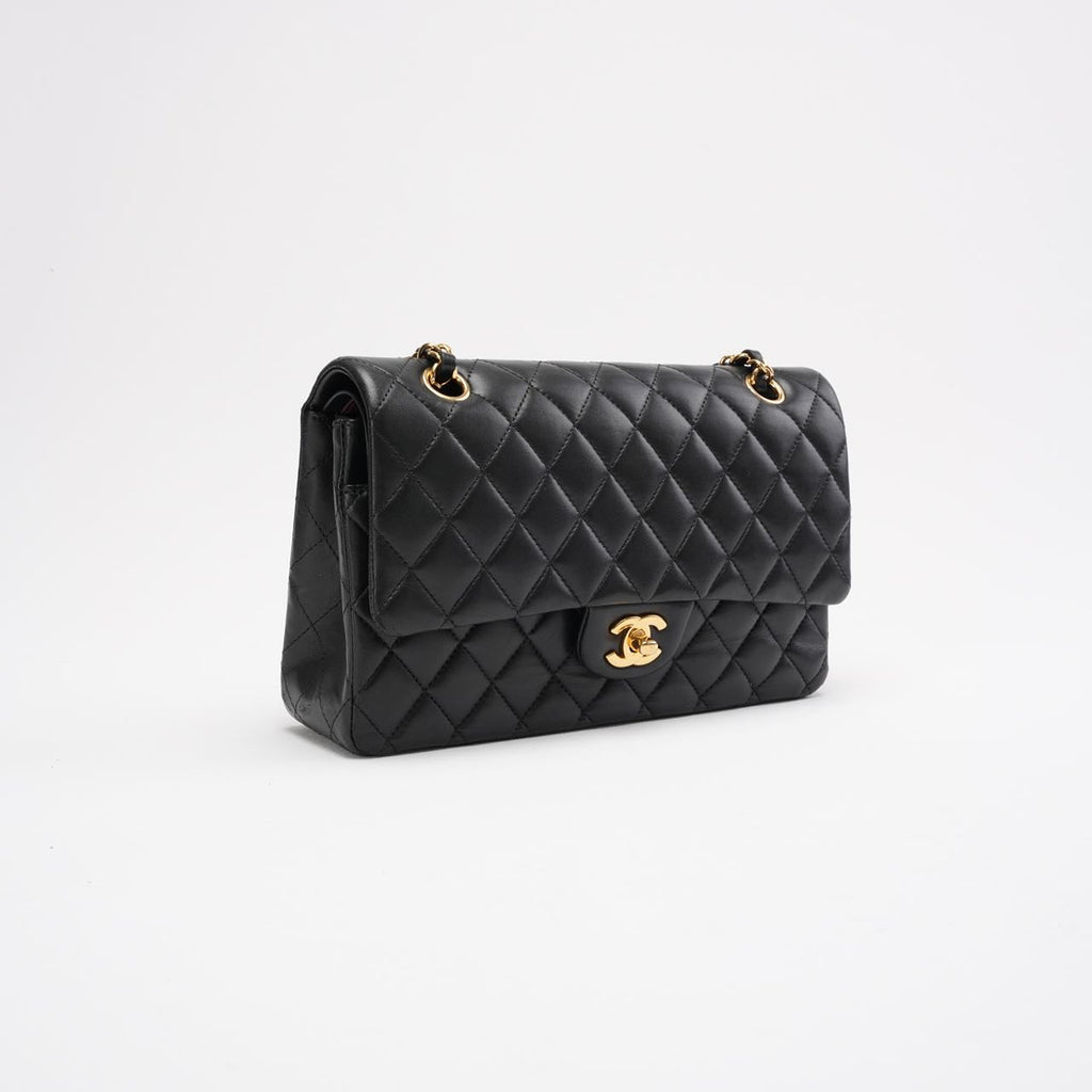 Chanel Black Medium Classic Double Flap Bag Quilted Leather 2014