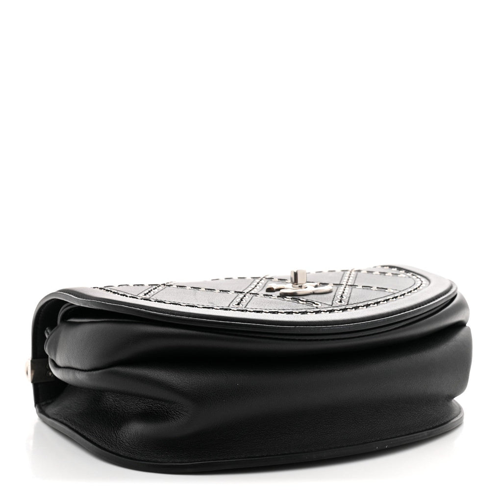 Calfskin Coco Eyelets Small Flap Bag Black