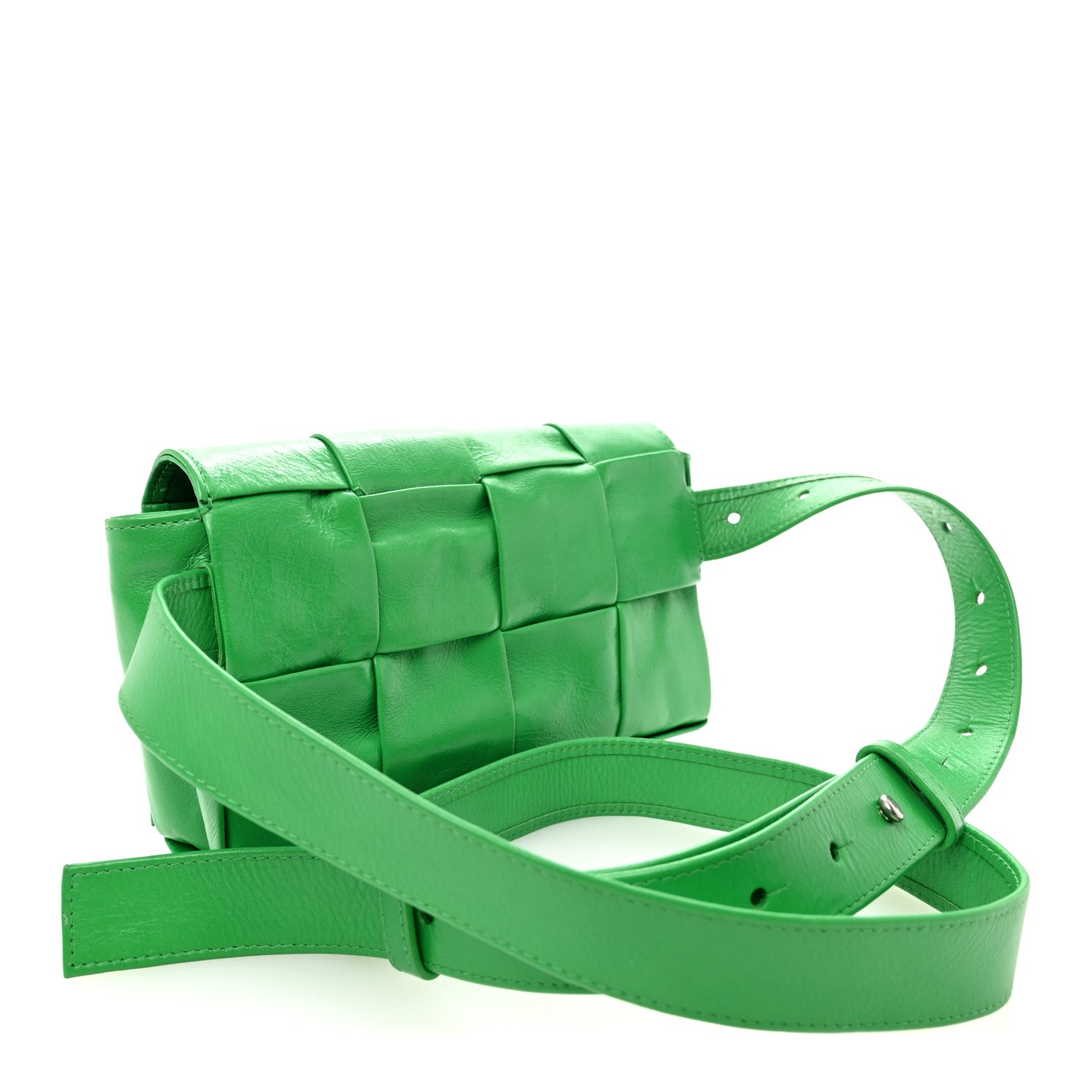 Paper Calfskin Intreccio Cassette Belt Bag Parakeet