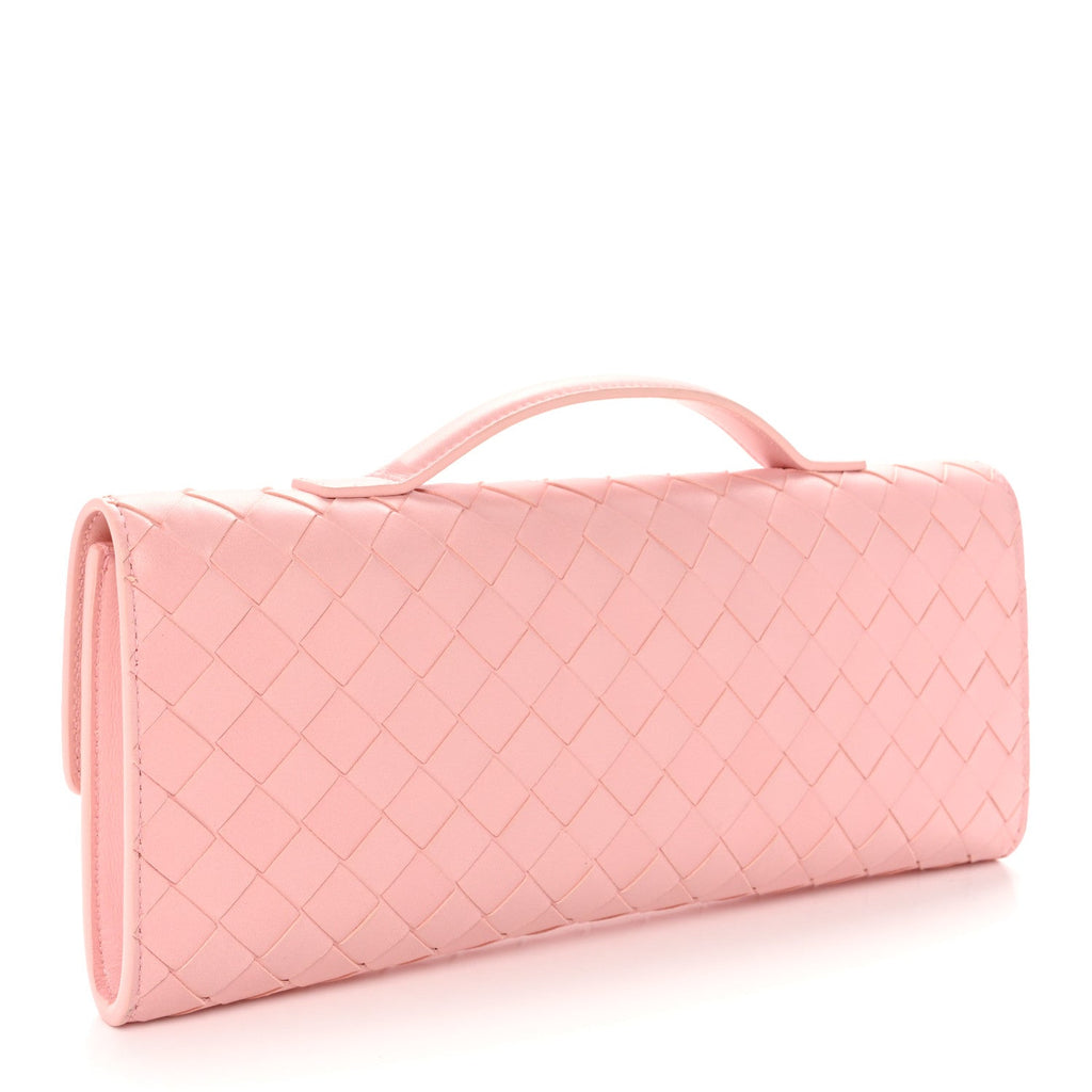 Nappa Intrecciato Long Andiamo Top Handle Clutch Rose