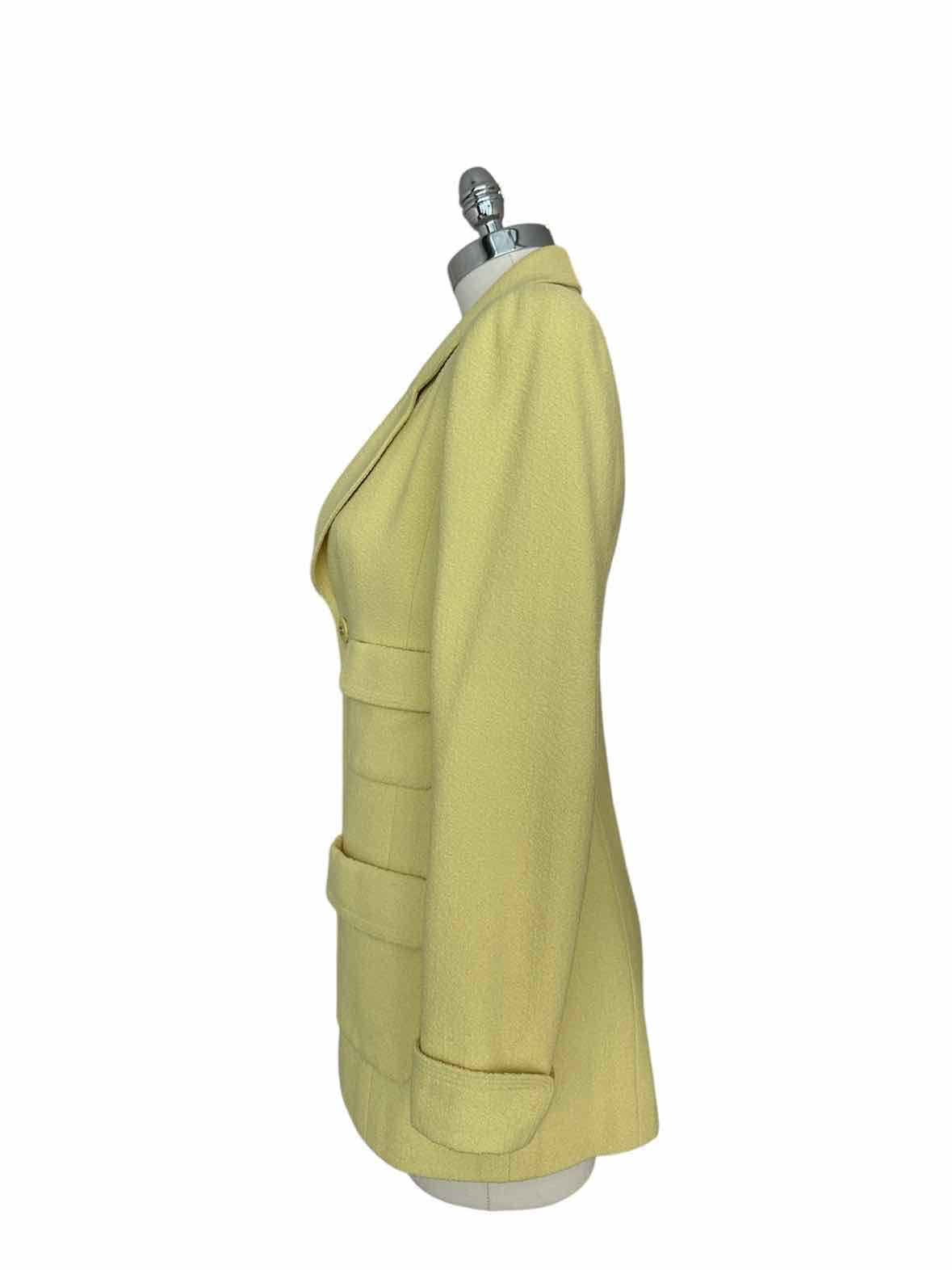 CHANEL Size 4 Yellow Tweed Solid Blazer