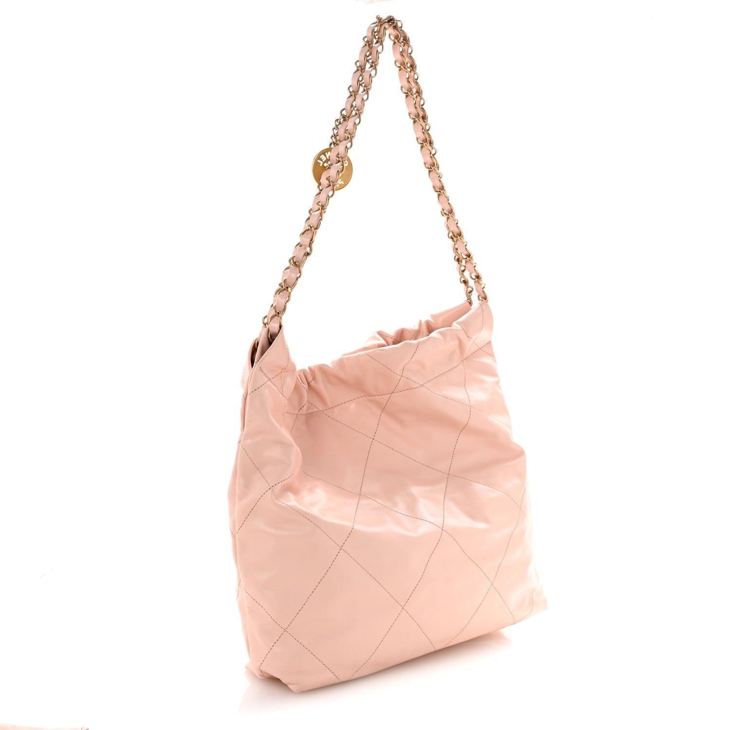 Shiny Calfskin Quilted Small Chanel 22 Light Pink