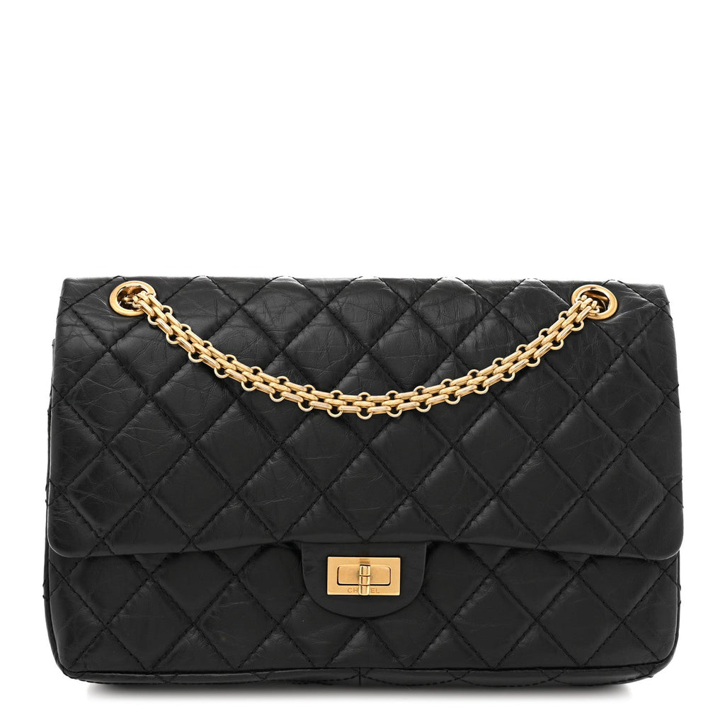 Aged Calfskin Quilted 2.55 Reissue 226 Flap Black