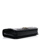 Glazed Calfskin Quilted Medium Perfect Edge Flap Black