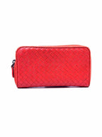 BOTTEGA VENETA Continental Orange Leather Woven Wallet