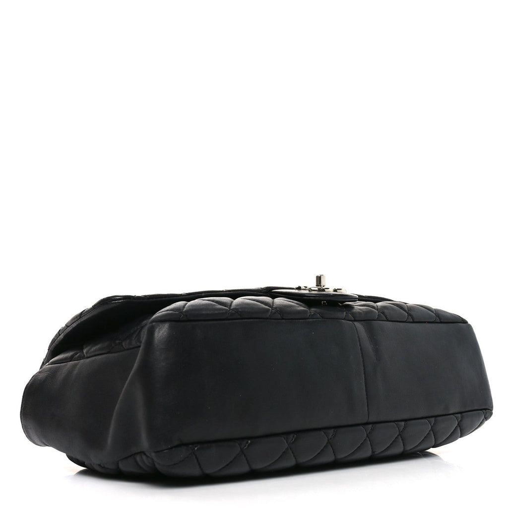 Lambskin Quilted Jumbo Coco Rain Flap Black