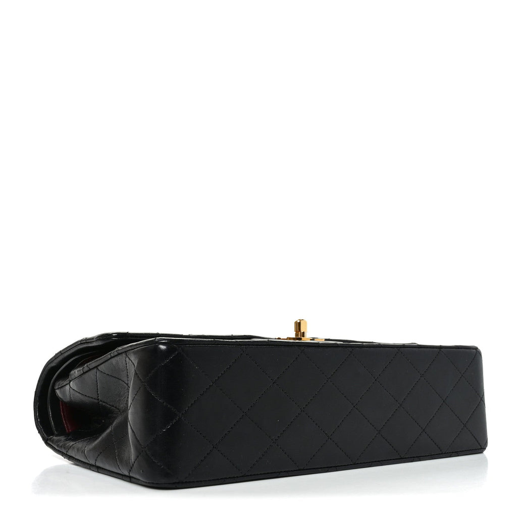 Lambskin Quilted Medium Double Flap Black