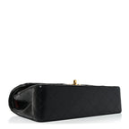 Lambskin Quilted Medium Double Flap Black