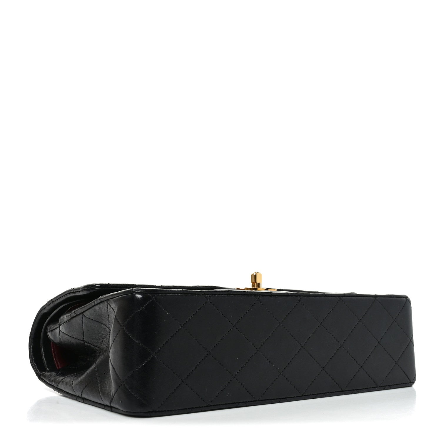 Lambskin Quilted Medium Double Flap Black