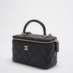 Chanel Vanity Case Bag Black Quilted Lambskin Bag with Gold Hardware 2021