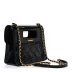 Patent Quilted Mini Graphic Catch Flap Black